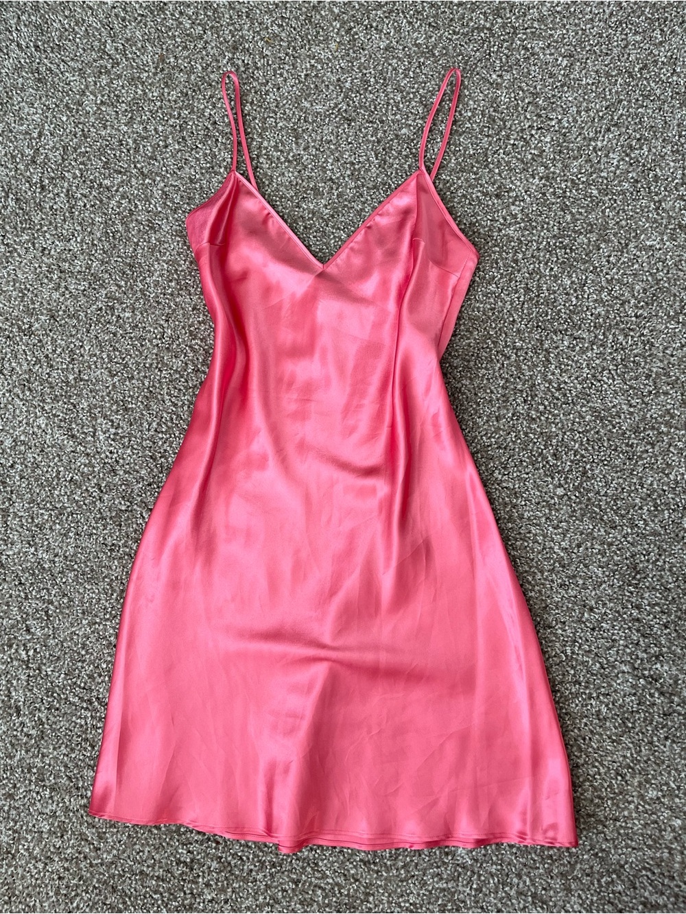 VTG Y2K Laundry By Shelli Segal Hot Pink Satin Slip Dress
